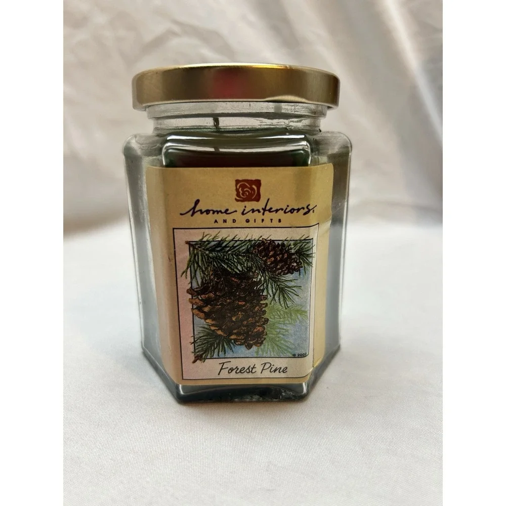 Home Interiors And Gifts Forest Pine Hexagon Jar Candle 7.5oz. Brand New